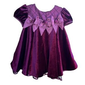 Bonnie Baby Bonnie Jean Velvet Holiday Dress Baby 18 Mo Plum Purple Rosette NWT